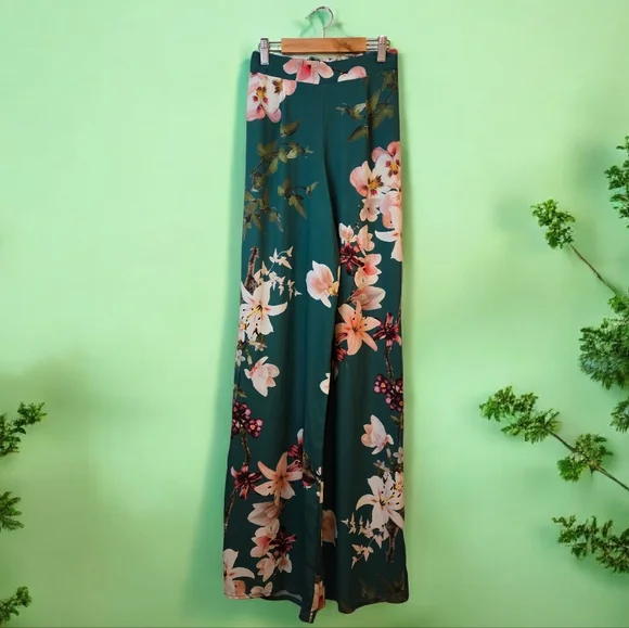 boohoo Chic Floral Wide-Leg Pants Size 4 Colorful Breezy Boho Core - Picture 3 of 12